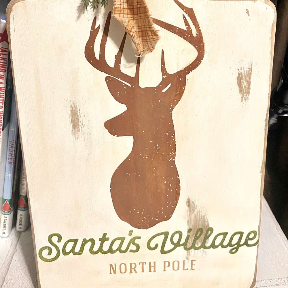 Cutting Board Deer Santa’s Village North Pole Handmade